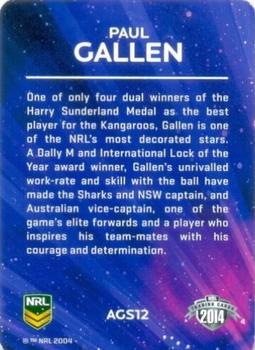 2014 ESP Traders - Galactic Stars 3D #AGS12 Paul Gallen Back